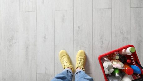 Vinyl flooring being cleaned